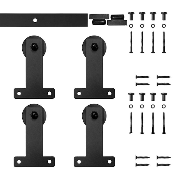 Quiet Glide Soft Close 60" Black Front Mount Mini Double Barn Door Hardware NT.1310.04.08-60-2-SC - main